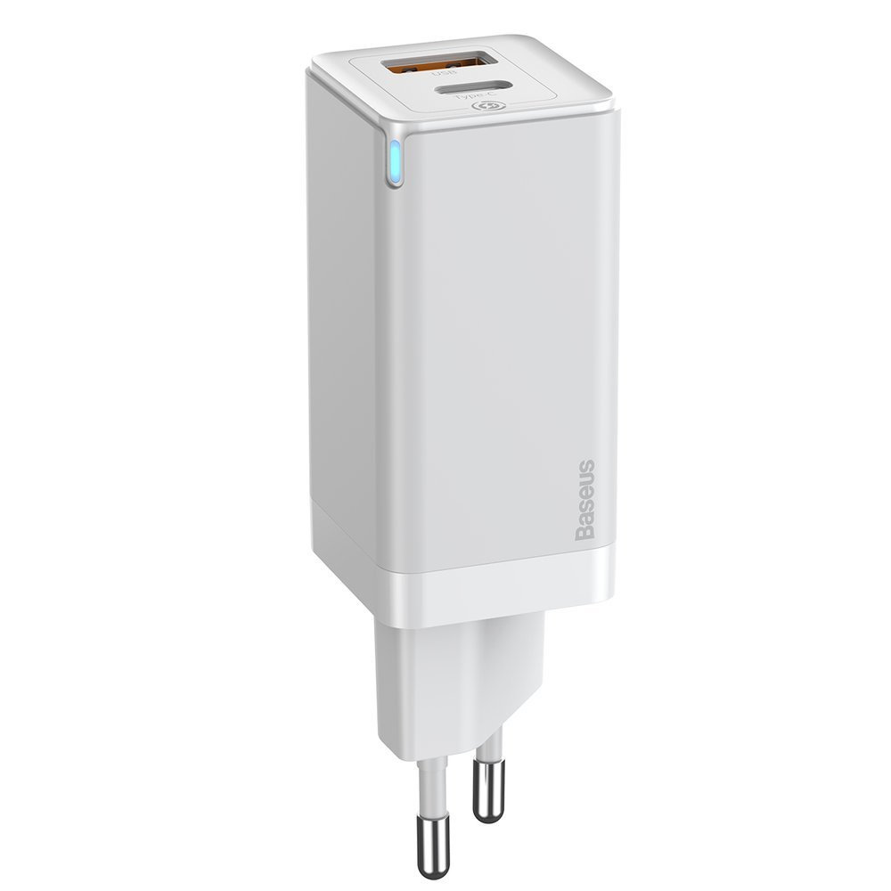 Ładowarka sieciowa Baseus GaN2 45W, USB / USB Typ-C Quick Charge 3.0 (azotek galu) biała (CCGAN-Q02)