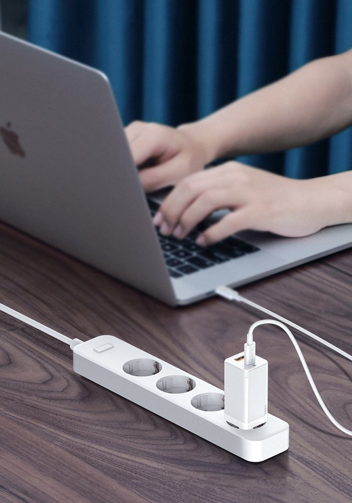 Ładowarka sieciowa Baseus GaN2 45W, USB / USB Typ-C Quick Charge 3.0 (azotek galu) biała (CCGAN-Q02)