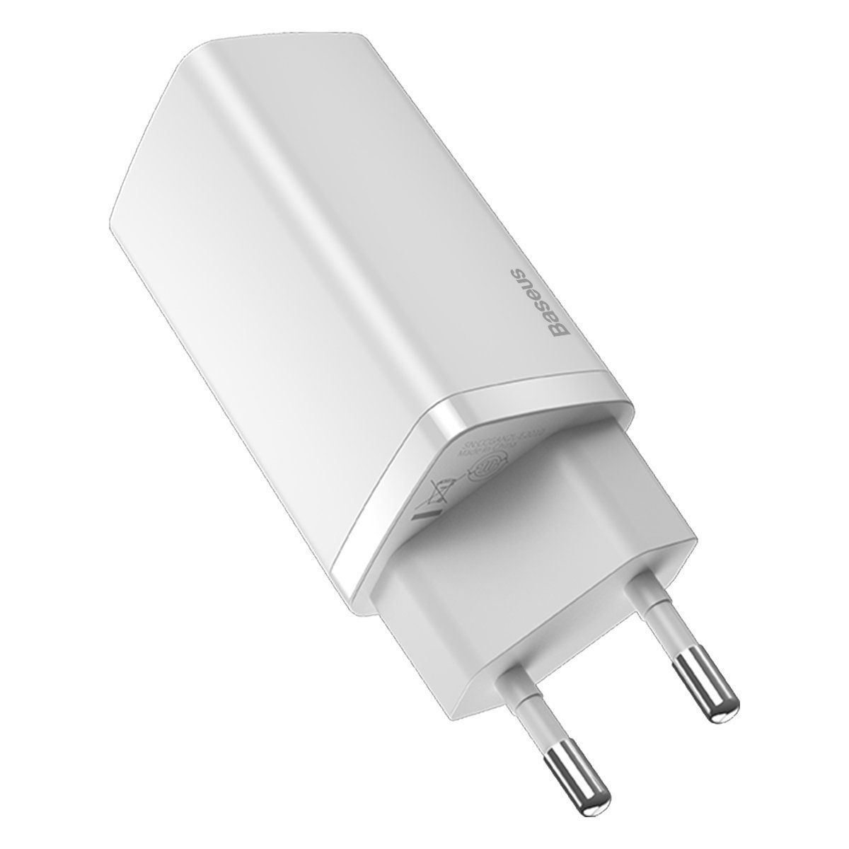 Ładowarka sieciowa Baseus GaN2 Lite 65W, USB / USB Typ-C Quick Charge 3.0 (azotek galu) biała (CCGAN2L-B02)