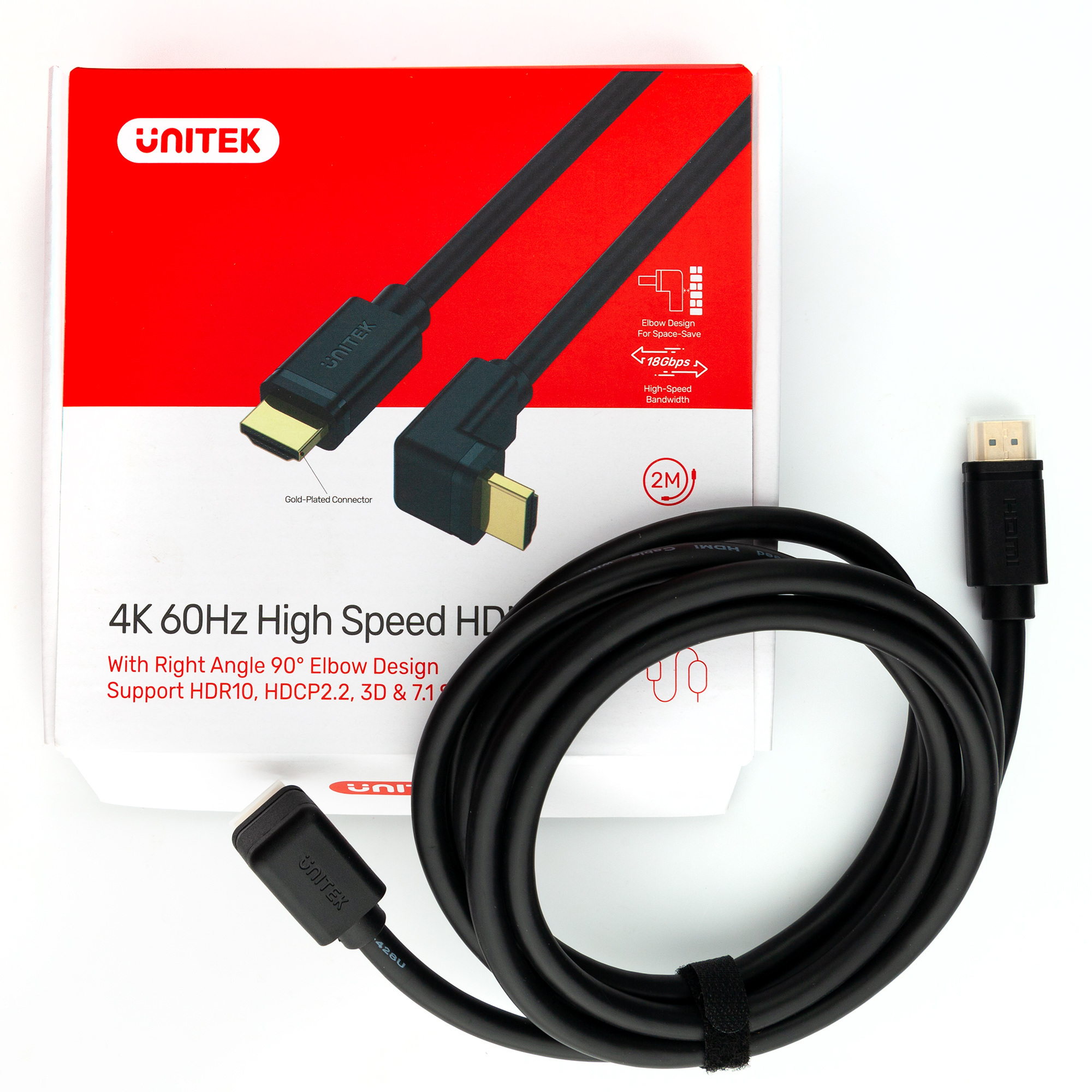 Kabel HDMI 2.0 Unitek kątowy 90 stopni 4K 2 m (Y-C1001) Kabel HDMI 2.0 Unitek kątowy 90 stopni 4K 2 m (Y-C1001)