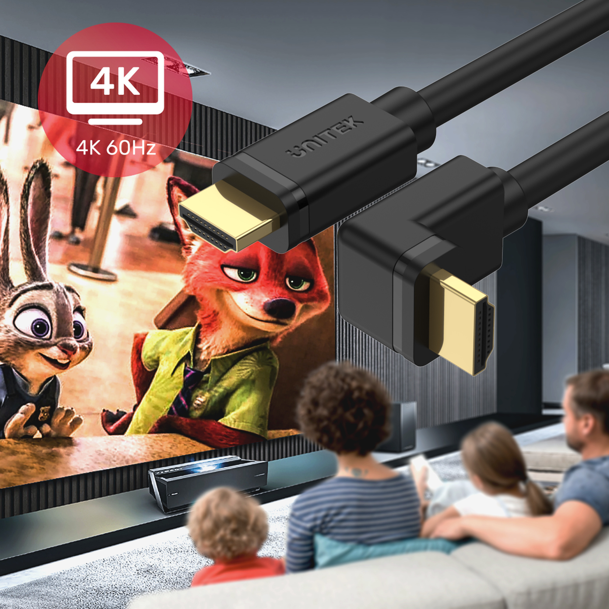 Kabel HDMI 2.0 Unitek kątowy 90 3m (Y-C1002) Kabel HDMI 2.0 Unitek kątowy 90 3m (Y-C1002)