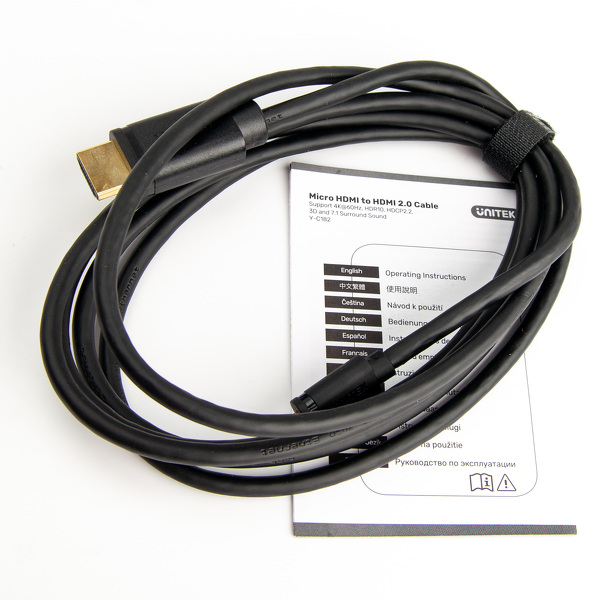 Zdjęcie produktu: Kabel micro HDMI - HDMI 2.0 Unitek 4K 60Hz 2 m (Y-C182)