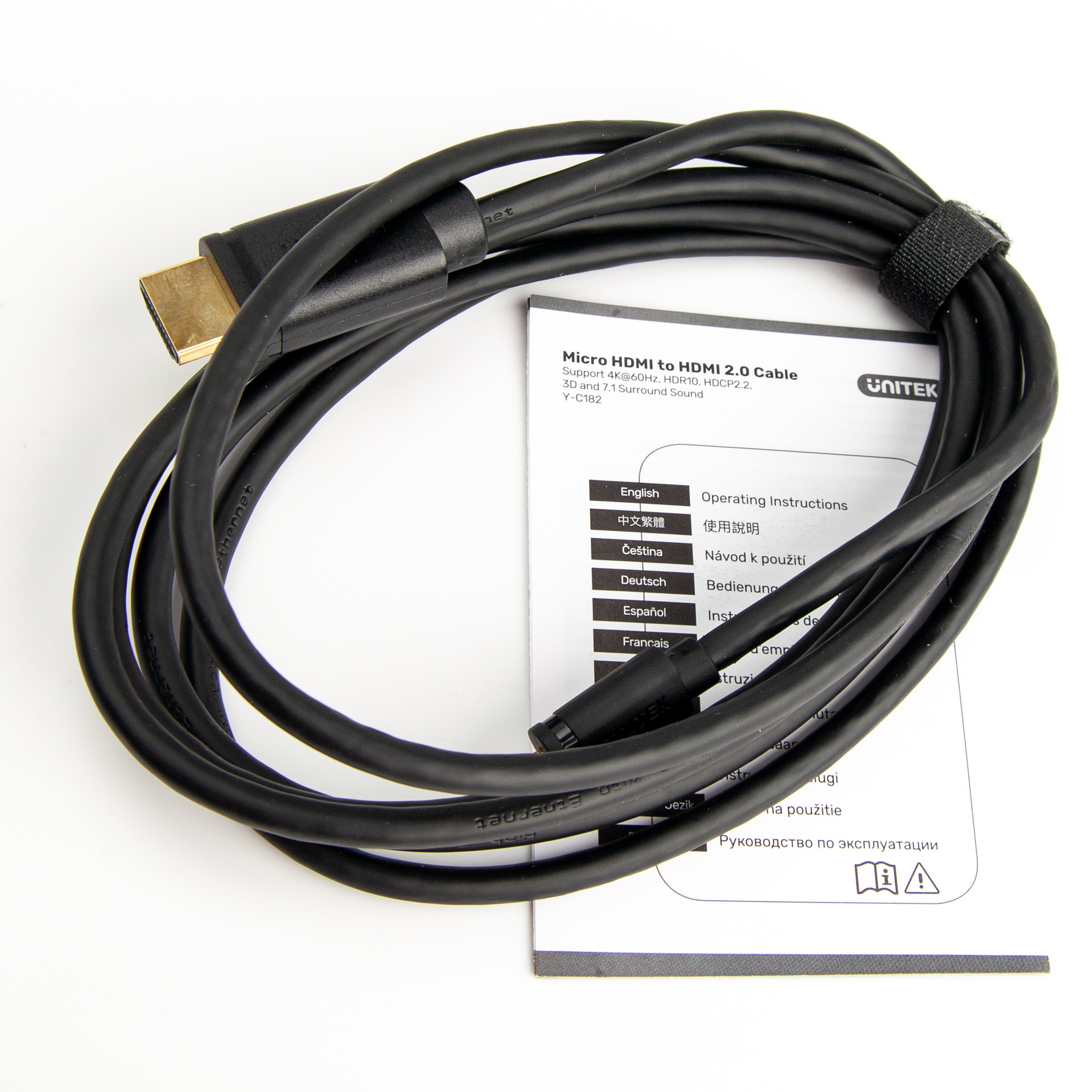 Kabel micro HDMI - HDMI 2.0 Unitek 4K 60Hz 2 m (Y-C182)