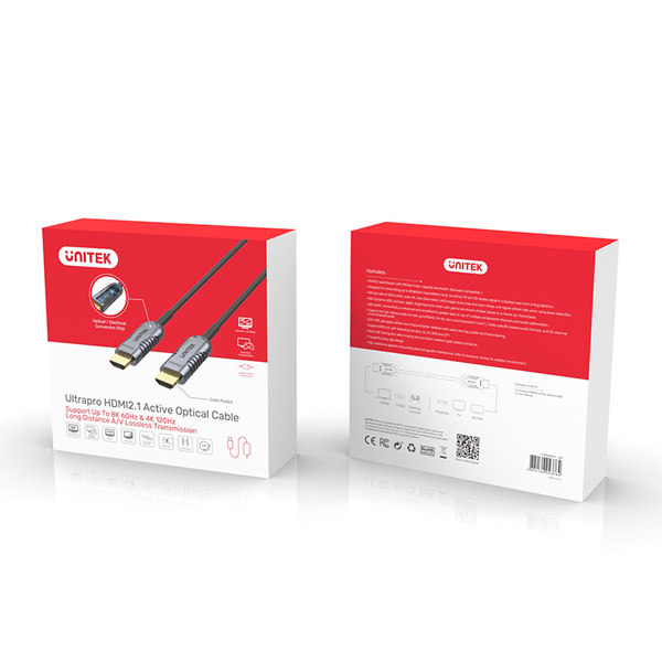 Zdjęcie produktu: Kabel HDMI 2.1 optyczny Unitek AOC 8K-60Hz, 4K-120Hz - 80 m (C11055DGY)