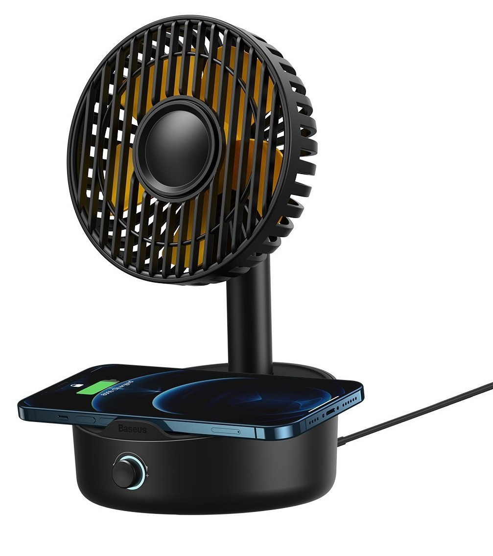 Wentylator biurkowy Baseus Hermit z ładowarką indukcyjną 10W - czarny (WXYZ-B01)