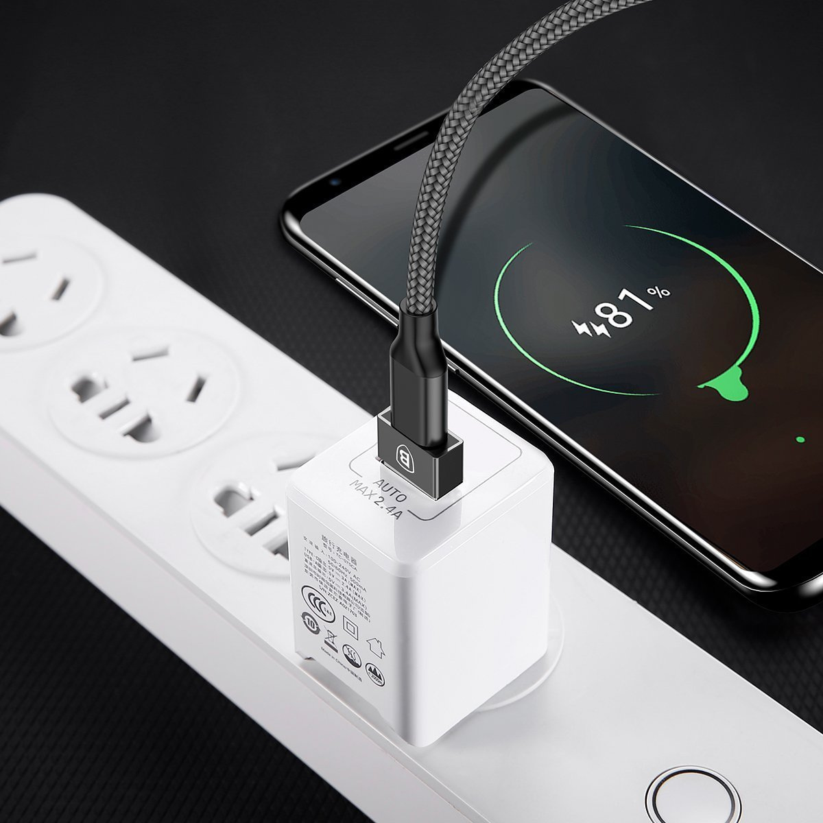 Adapter Baseus Exquisite USB do USB Type-C 2,4A - czarny (CATJQ-A01)