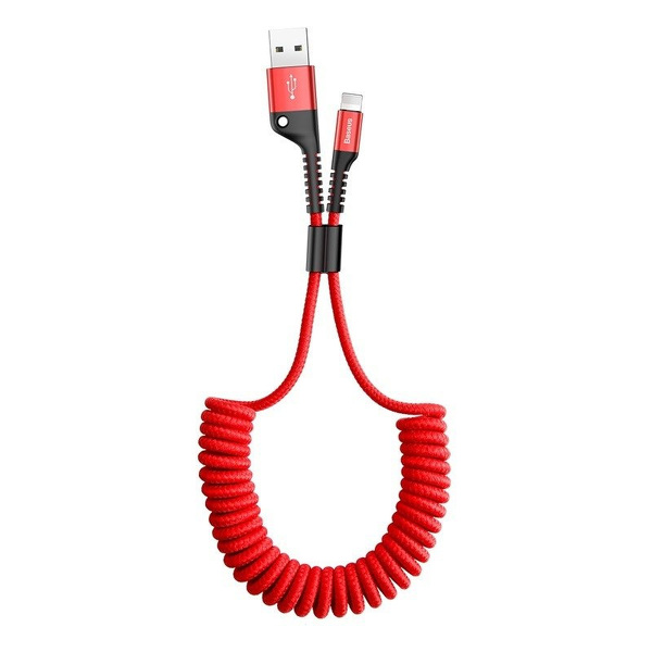 Zdjęcie produktu: Kabel przewód USB Typ-C 100cm Baseus Spring sprężynowy 2A - czerwony (CATSR-09)