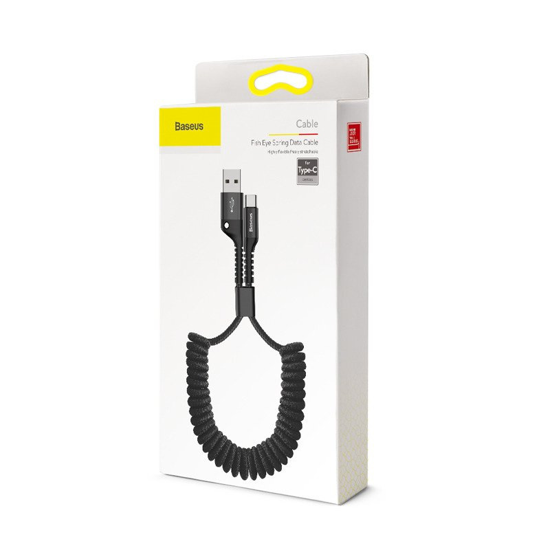 Kabel przewód USB Typ-C 100cm Baseus Spring sprężynowy 2A - czarny (CATSR-01)