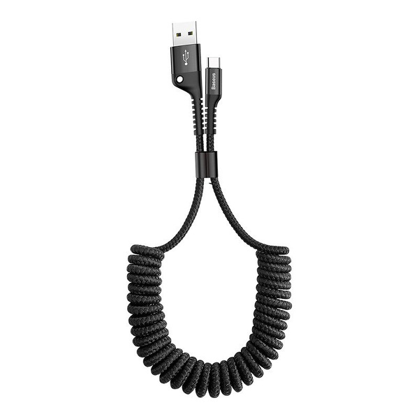 Zdjęcie produktu: Kabel przewód USB Typ-C 100cm Baseus Spring sprężynowy 2A - czarny (CATSR-01)