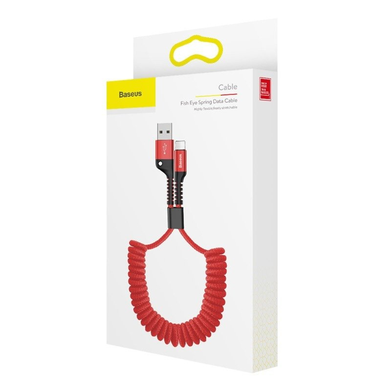 Kabel przewód USB - Lightning / iPhone 100cm Baseus Spring sprężynowy 2A - czerwony (CALSR-09)