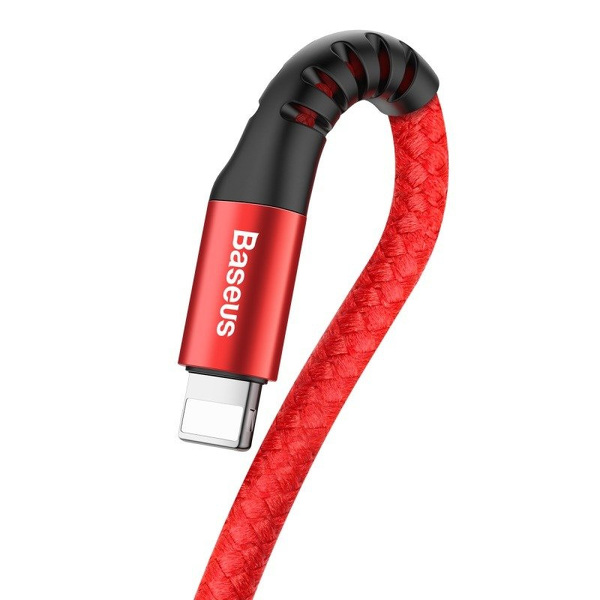 Zdjęcie produktu: Kabel przewód USB - Lightning / iPhone 100cm Baseus Spring sprężynowy 2A - czerwony (CALSR-09)