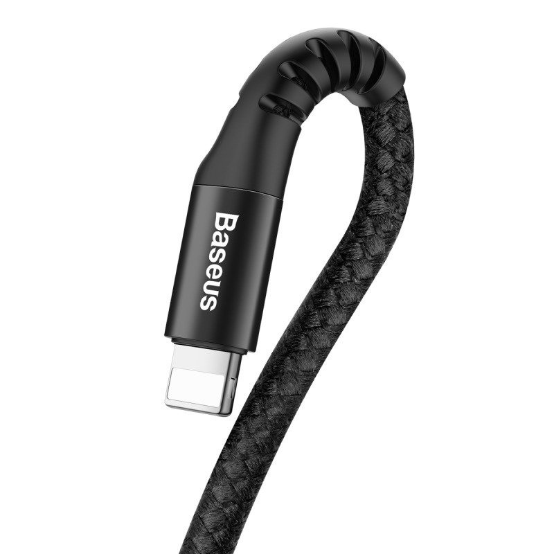 Kabel przewód USB - Lightning / iPhone 100cm Baseus Spring sprężynowy 2A - czarny (CALSR-01)