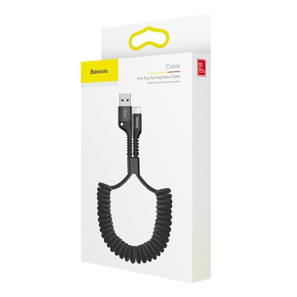 Zdjęcie produktu: Kabel przewód USB - Lightning / iPhone 100cm Baseus Spring sprężynowy 2A - czarny (CALSR-01)