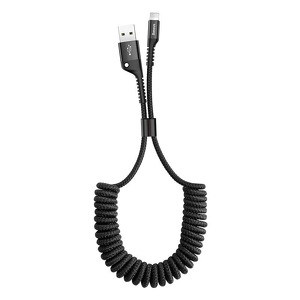 Miniatura produktu: Kabel przewód USB - Lightning / iPhone 100cm Baseus Spring sprężynowy 2A - czarny (CALSR-01)