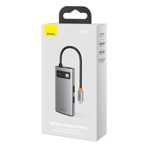 Zdjęcie produktu: Hub USB 4w1 Baseus Metal Gleam Series, USB TYP-C do USB 3.0 + USB 2.0 + HDMI + USB-C PD (CAHUB-CY0G)