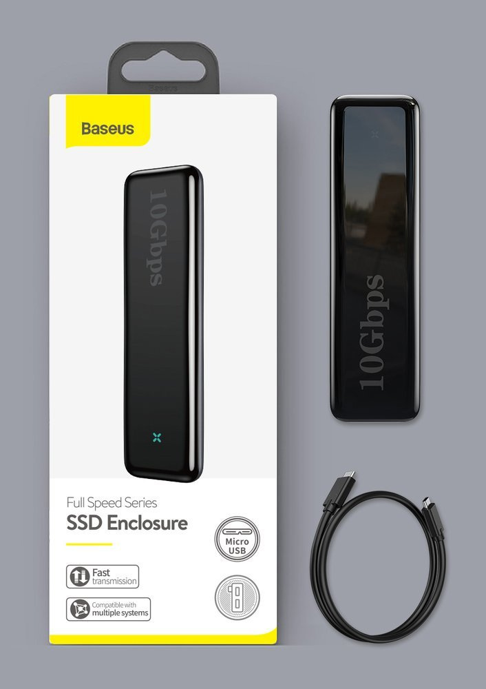 Obudowa zewnętrzna na dysk SSD M.2 (PCIe/NVMe) Baseus USB 3.2 Gen2 Typ-C SuperSpeed USB 10 Gbps M / M+B key + kabel USB Typ C szary - (CAYPH-F0G)