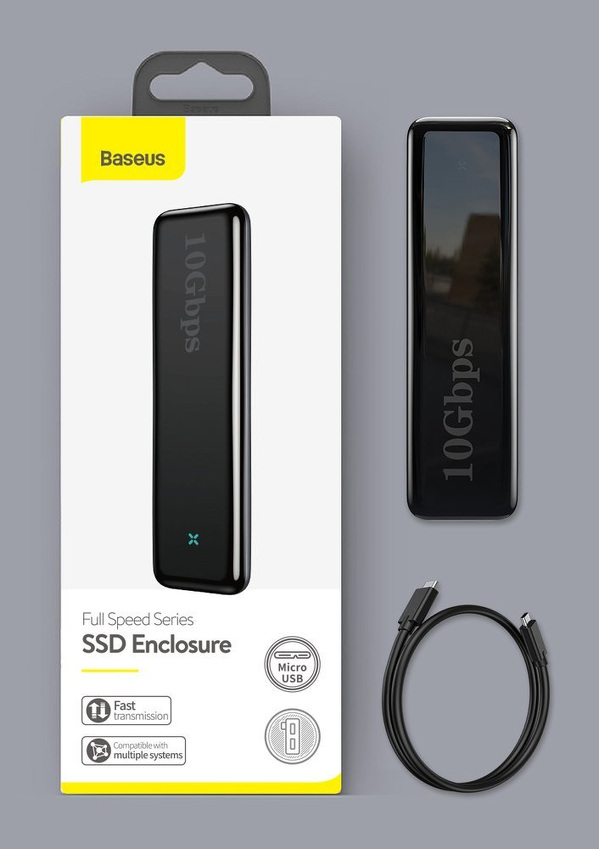 Zdjęcie produktu: Obudowa zewnętrzna na dysk SSD M.2 (PCIe/NVMe) Baseus USB 3.2 Gen2 Typ-C SuperSpeed USB 10 Gbps M / M+B key + kabel USB Typ C szary - (CAYPH-F0G)