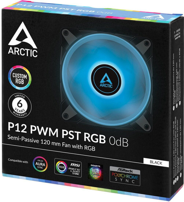 Zdjęcie produktu: Wentylator Arctic P12 PWM PST RGB 120mm 0dB (Black) 3szt Value Pack