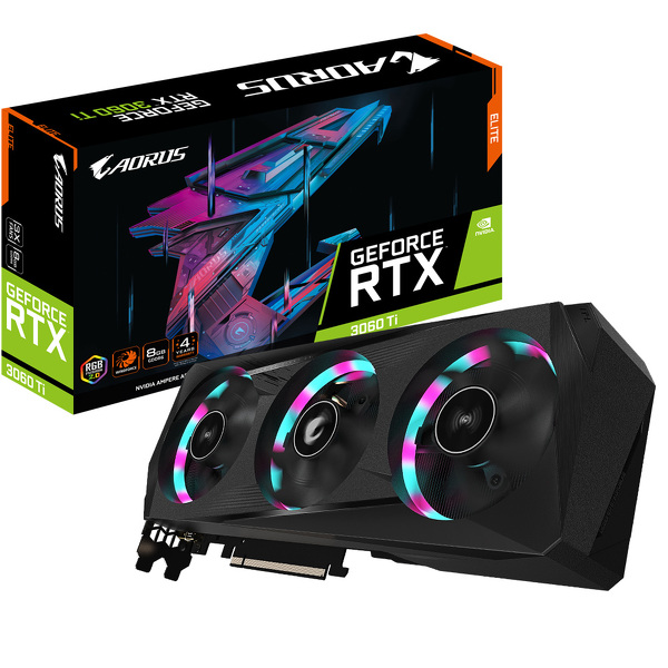 Zdjęcie produktu: Gigabyte GeForce RTX 3060 Ti AORUS ELITE 8GB GDDR6 LHR (GV-N306TAORUS E-8GD 2.0)