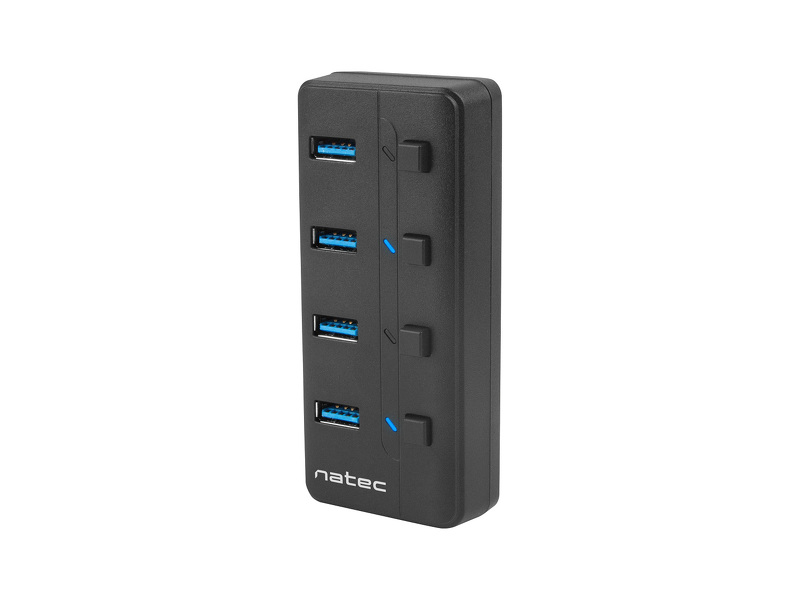 Zdjęcie produktu: Hub USB 3.0 Natec Mantis 2 - 4 porty z włącznikiem i zasilaczem