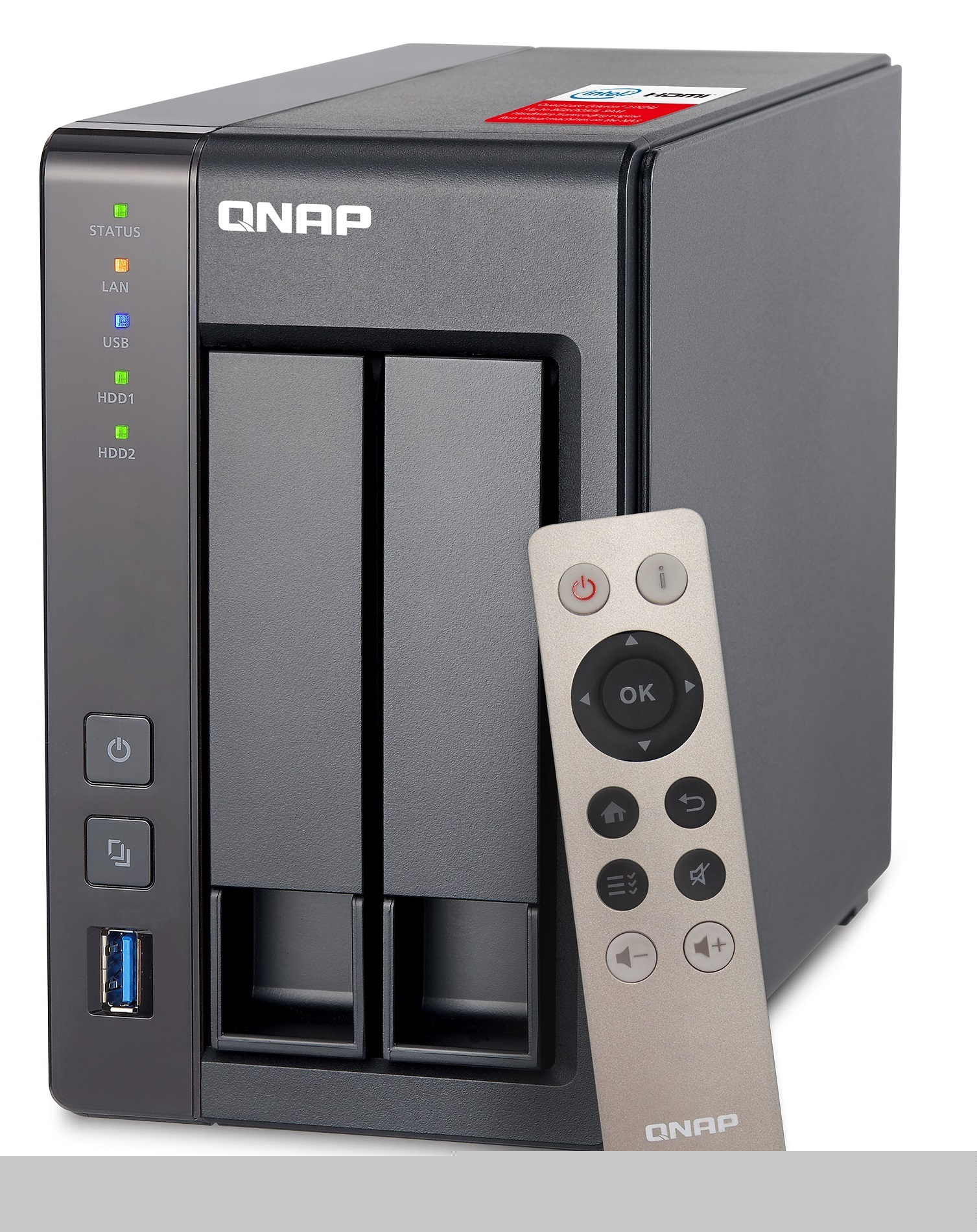 Serwer plików QNAP TS-251+-2G rozbudowany do 8GB 2-Bay TurboNAS, SATA 6G, Celeron 2.0G quad, 8G RAM, 2xGbE LAN, 2xUSB 3.0, HDMI.