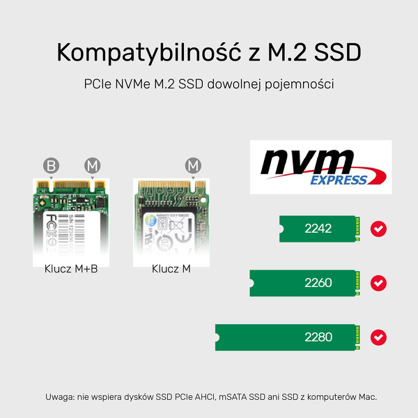 Zdjęcie produktu: Obudowa zewnętrzna na dysk SSD 2x M.2 (PCIe / NVMe) Unitek USB 3.2 Gen2 USB TYP-C (S1206A)