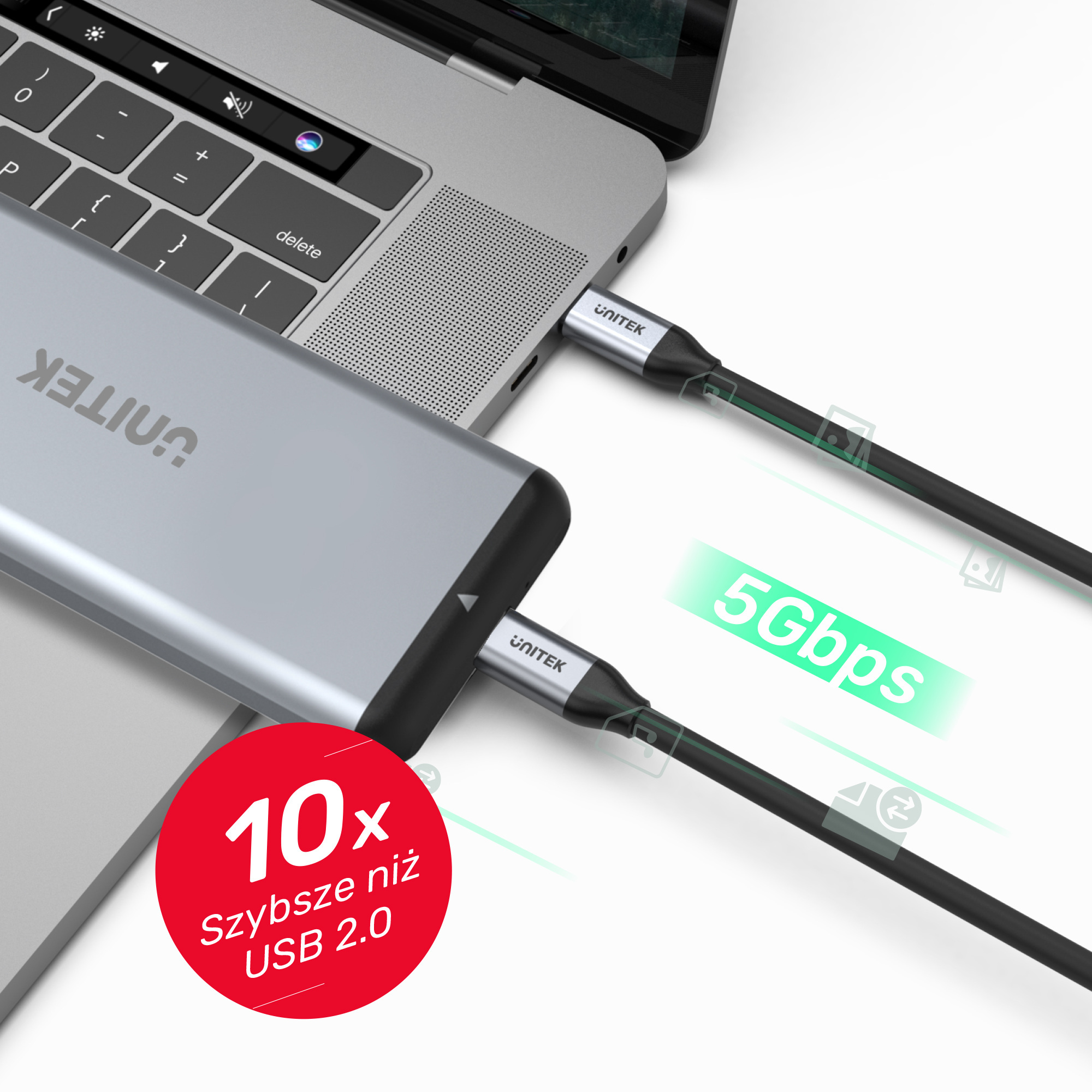 Unitek Przewód USB Typ-C do USB Typ-C 2m 5Gbps 4K 60Hz 20V/2A