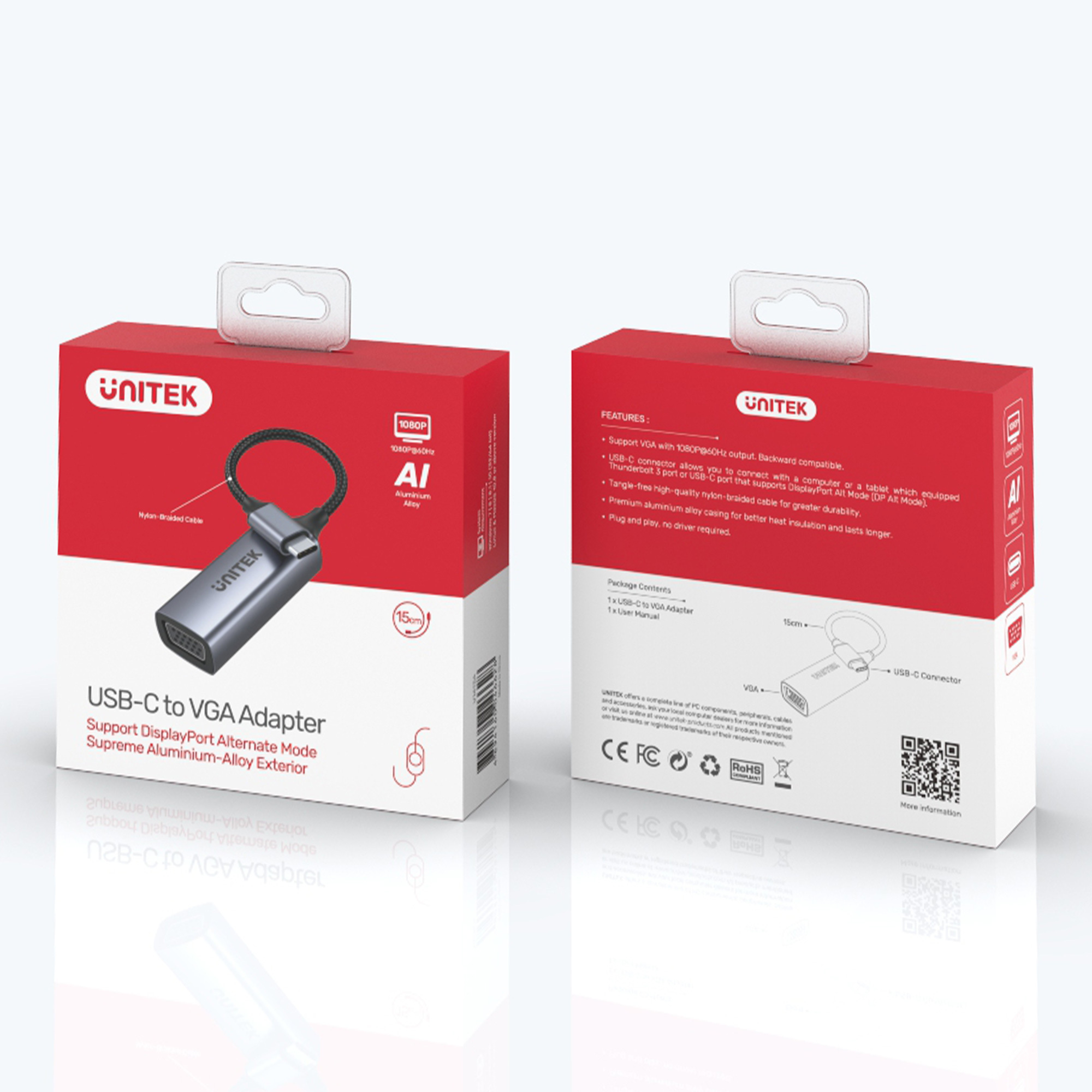 Unitek Adapter USB Typ-C na VGA FullHD aluminiowy 15 cm (V1413A) Unitek Adapter USB Typ-C na VGA FullHD aluminiowy 15 cm (V1413A)
