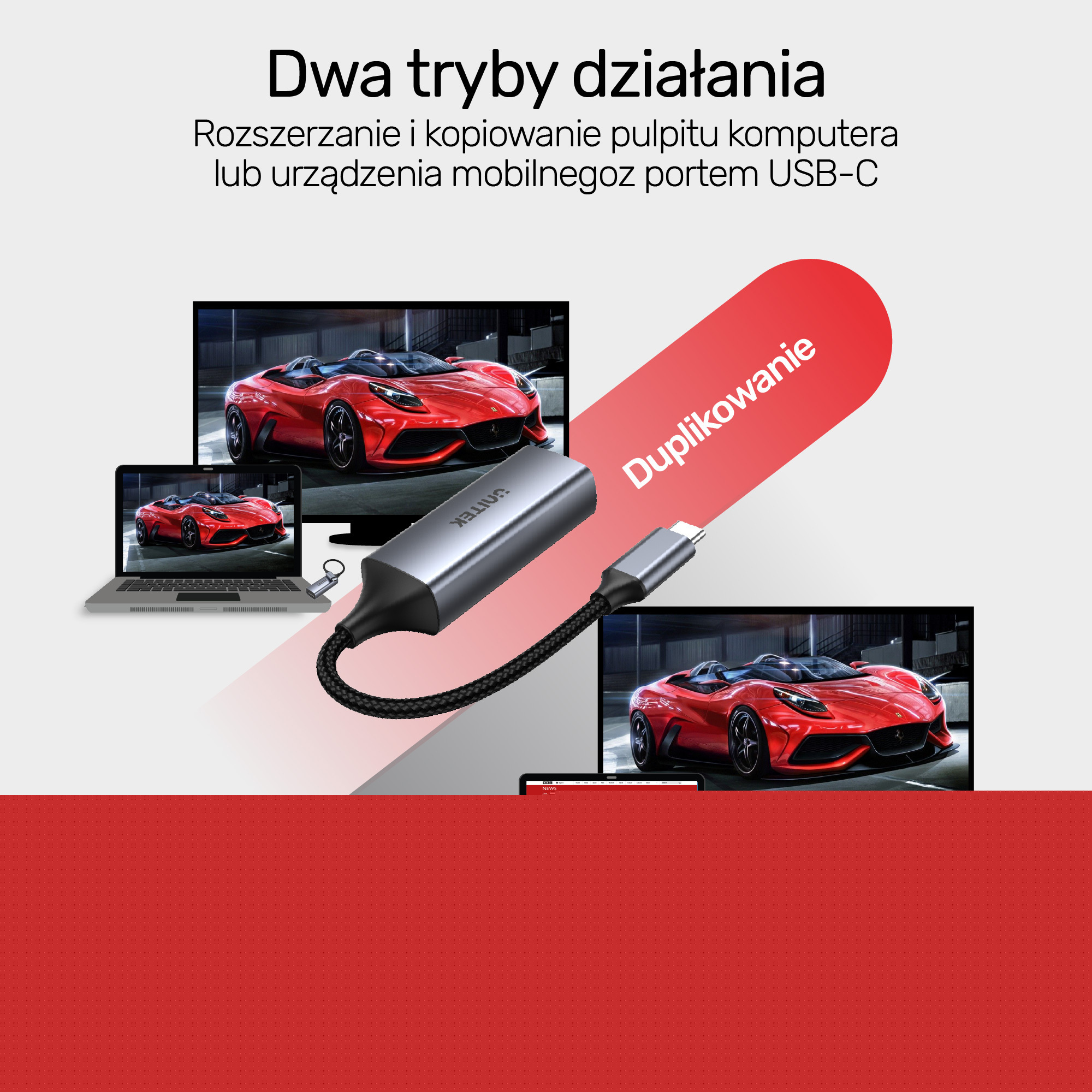 Unitek Adapter USB Typ-C na HDMI 2.0 4K@60Hz aluminiowy 15 cm (V1412A)