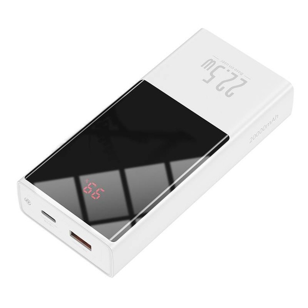 Zdjęcie produktu: Powerbank Baseus Super Mini, 20000mAh 22,5 W USB Typ C / USB Power Delivery Quick Charge SCP AFC + kabel USB - USB Typ C - biały (PPMN-B02)
