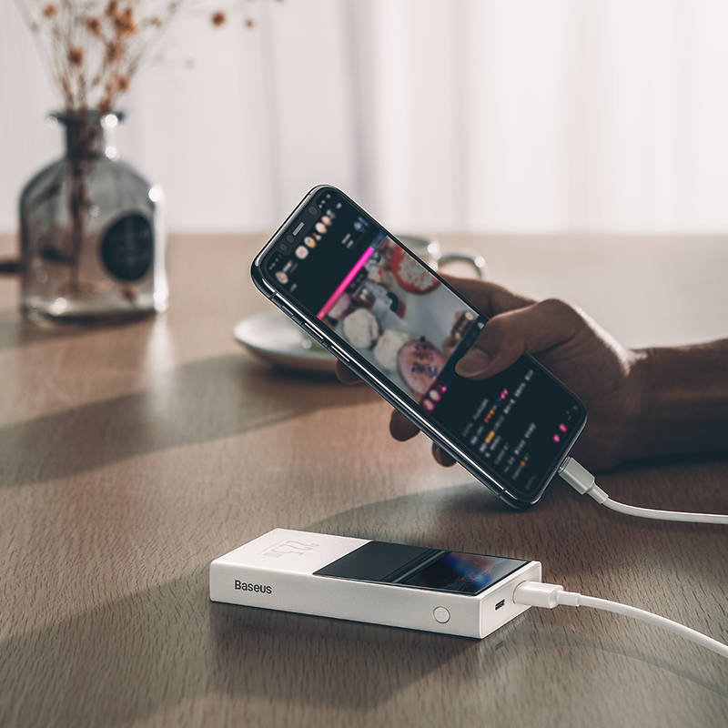 Powerbank Baseus Super Mini, 20000mAh 22,5 W USB Typ C / USB Power Delivery Quick Charge SCP AFC + kabel USB - USB Typ C - biały (PPMN-B02)