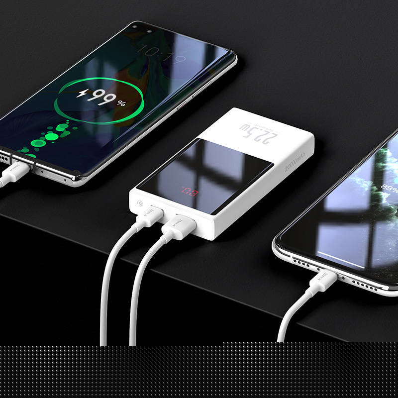 Powerbank Baseus Super Mini, 20000mAh 22,5 W USB Typ C / USB Power Delivery Quick Charge SCP AFC + kabel USB - USB Typ C - biały (PPMN-B02)