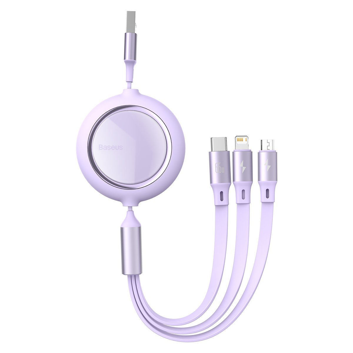 Kabel przewód USB zwijany Baseus Bright Mirror 3w1 Lightning / USB TYP-C / microUSB, 66W 1,2m - fioletowy (CAMLC-MJ05) Kabel przewód USB zwijany Baseus Bright Mirror 3w1 Lightning / USB TYP-C / microUSB, 66W 1,2m - fioletowy (CAMLC-MJ05)