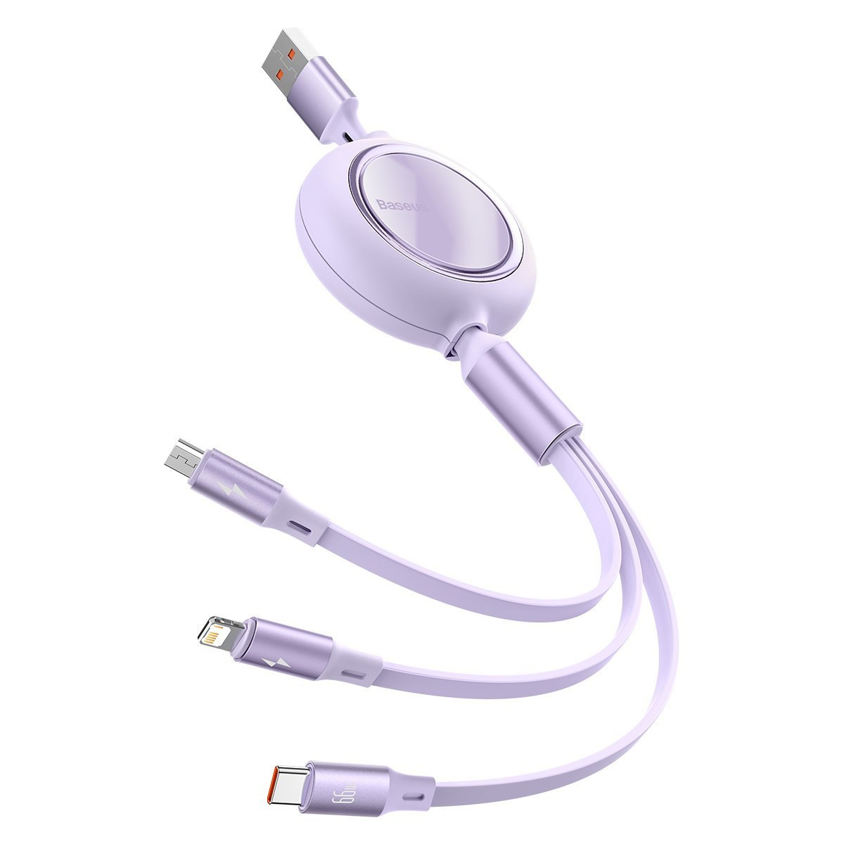 Kabel przewód USB zwijany Baseus Bright Mirror 3w1 Lightning / USB TYP-C / microUSB, 66W 1,2m - fioletowy (CAMLC-MJ05) Kabel przewód USB zwijany Baseus Bright Mirror 3w1 Lightning / USB TYP-C / microUSB, 66W 1,2m - fioletowy (CAMLC-MJ05)
