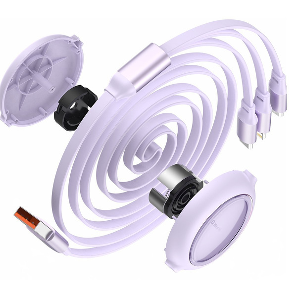 Zdjęcie produktu: Kabel przewód USB zwijany Baseus Bright Mirror 3w1 Lightning / USB TYP-C / microUSB, 66W 1,2m - fioletowy (CAMLC-MJ05) Zdjęcie produktu: Kabel przewód USB zwijany Baseus Bright Mirror 3w1 Lightning / USB TYP-C / microUSB, 66W 1,2m - fioletowy (CAMLC-MJ05)