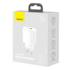 Miniatura zdjęcia: Ładowarka sieciowa Baseus Compact Quick Charger 3.0, 1x USB, 1x USB TYP-C PD 20W - biała (CCXJ-B02)