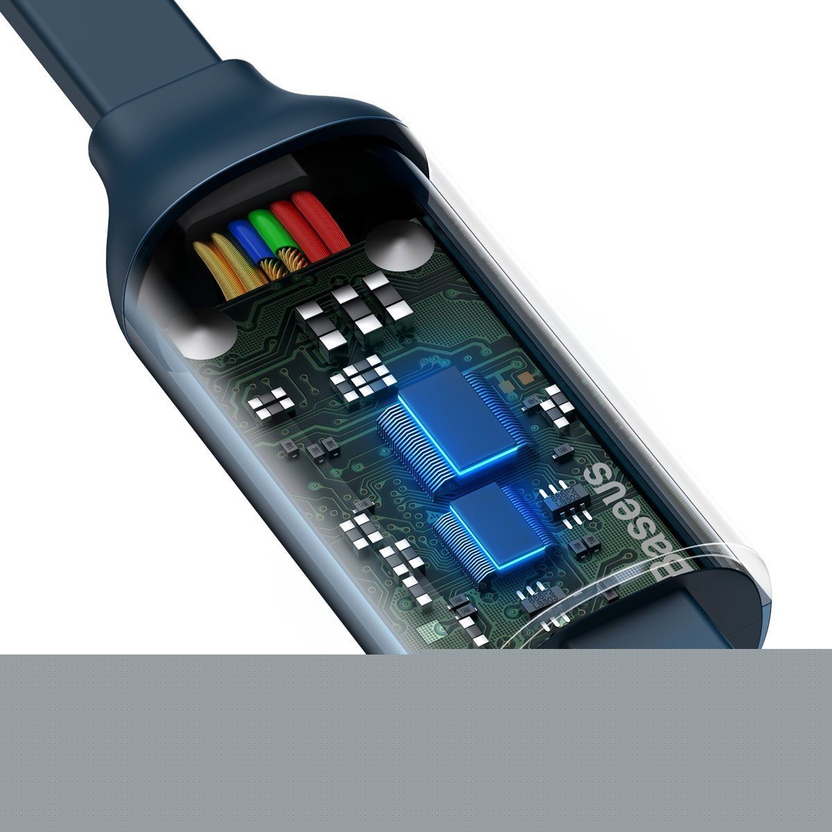 Kabel przewód USB zwijany Baseus Bright Mirror 3w1 Lightning / USB TYP-C / microUSB, 66W 1,2m - niebieski (CAMLC-MJ03)