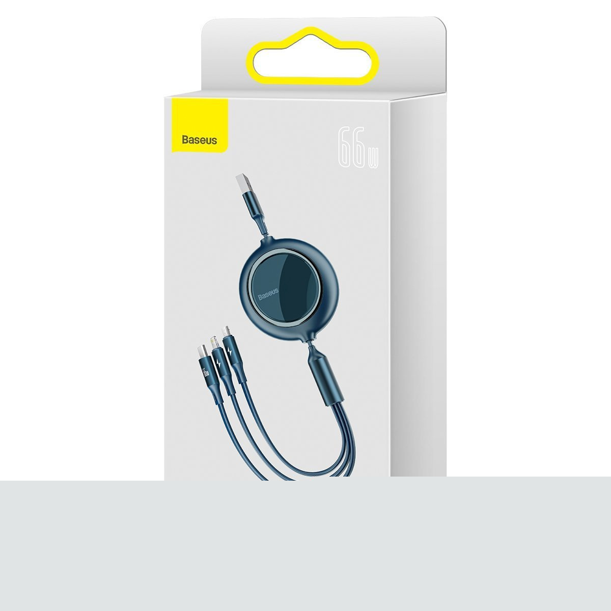 Kabel przewód USB zwijany Baseus Bright Mirror 3w1 Lightning / USB TYP-C / microUSB, 66W 1,2m - niebieski (CAMLC-MJ03)