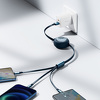 Miniatura zdjęcia: Kabel przewód USB zwijany Baseus Bright Mirror 3w1 Lightning / USB TYP-C / microUSB, 66W 1,2m - niebieski (CAMLC-MJ03)