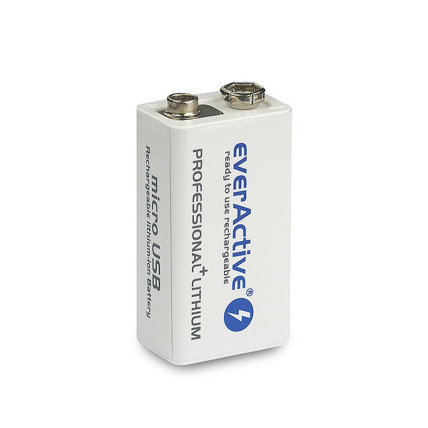Zdjęcie produktu: everActive 6F22/9V Li-ion 550 mAh - opak. 1 akumulatorek - blister (EVHR22-550)