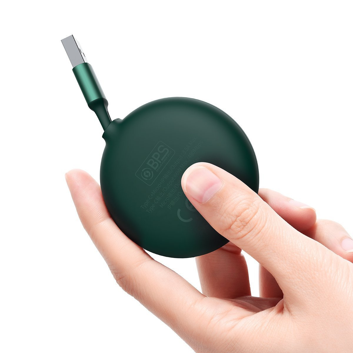 Kabel przewód USB zwijany Baseus Bright Mirror 3w1 Lightning / USB TYP-C / microUSB, 66W 1,2m - zielony (CAMLC-MJ06)