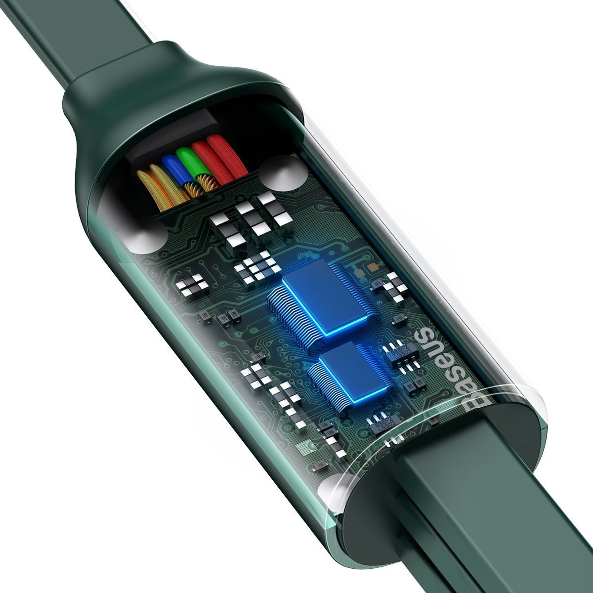 Kabel przewód USB zwijany Baseus Bright Mirror 3w1 Lightning / USB TYP-C / microUSB, 66W 1,2m - zielony (CAMLC-MJ06)