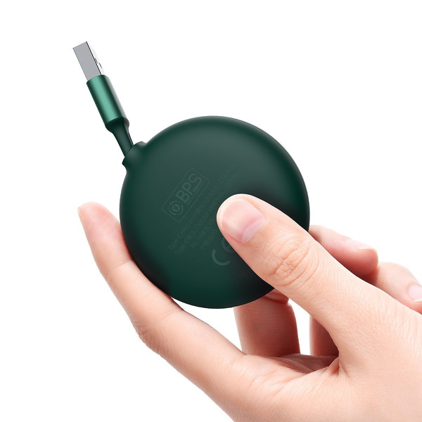 Zdjęcie produktu: Kabel przewód USB zwijany Baseus Bright Mirror 3w1 Lightning / USB TYP-C / microUSB, 66W 1,2m - zielony (CAMLC-MJ06)