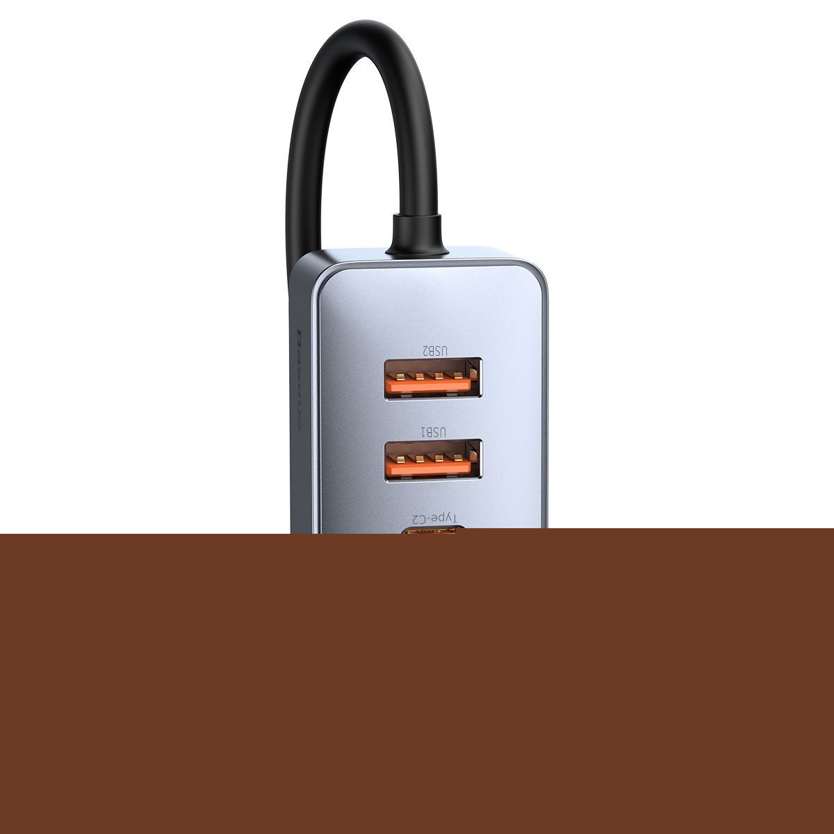 Ładowarka samochodowa Baseus Share Together z przedłużaczem, 2x USB, 2x USB TYP-C, 120W - szara (CCBT-A0G)