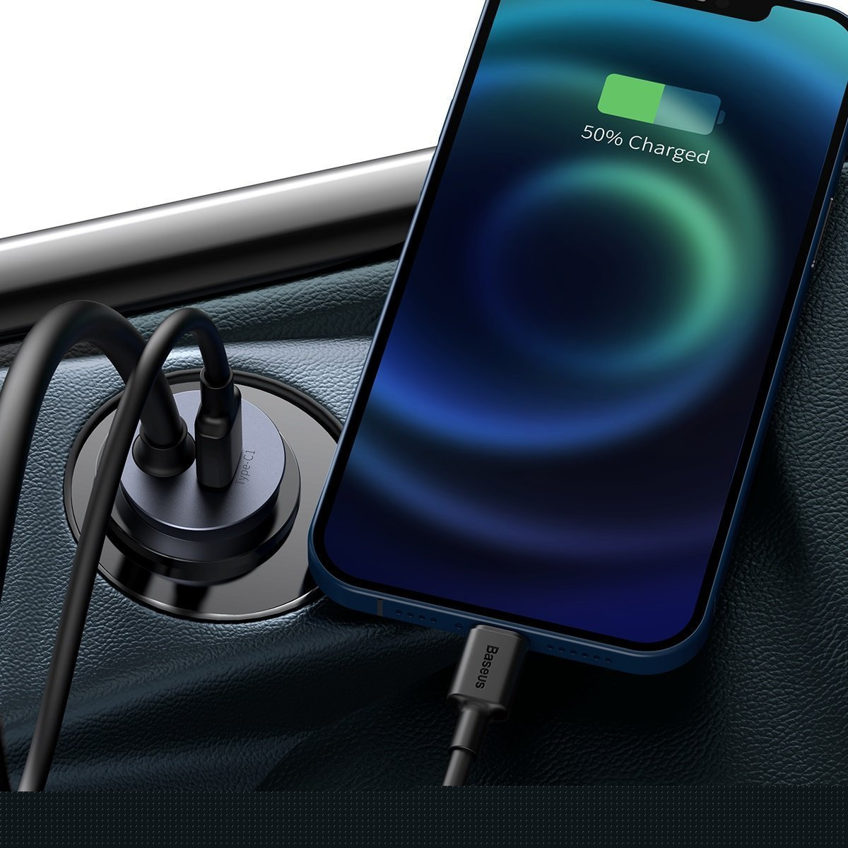 Ładowarka samochodowa Baseus Share Together z przedłużaczem, 2x USB, 2x USB TYP-C, 120W - szara (CCBT-A0G)