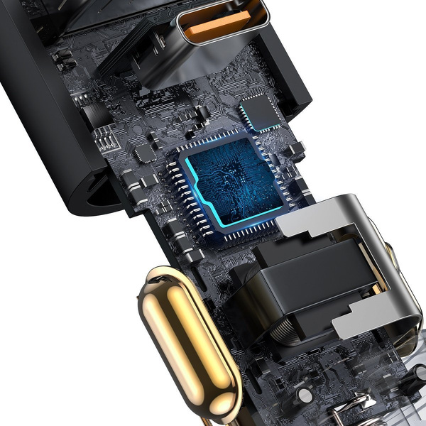 Zdjęcie produktu: Ładowarka samochodowa Baseus Share Together Fast z gniazdem zapalniczki, USB + USB TYP-C, 120W - szara (CCBT-C0G)