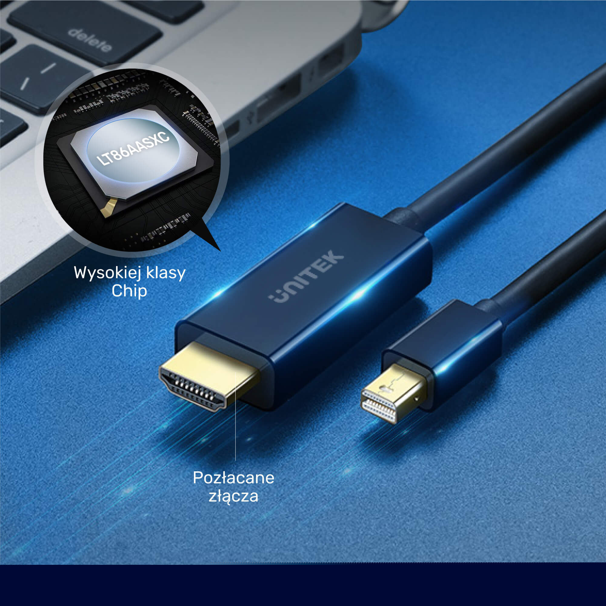 Przewód miniDisplayPort - HDMI 4K 30Hz Unitek 2m (V1152A) Przewód miniDisplayPort - HDMI 4K 30Hz Unitek 2m (V1152A)