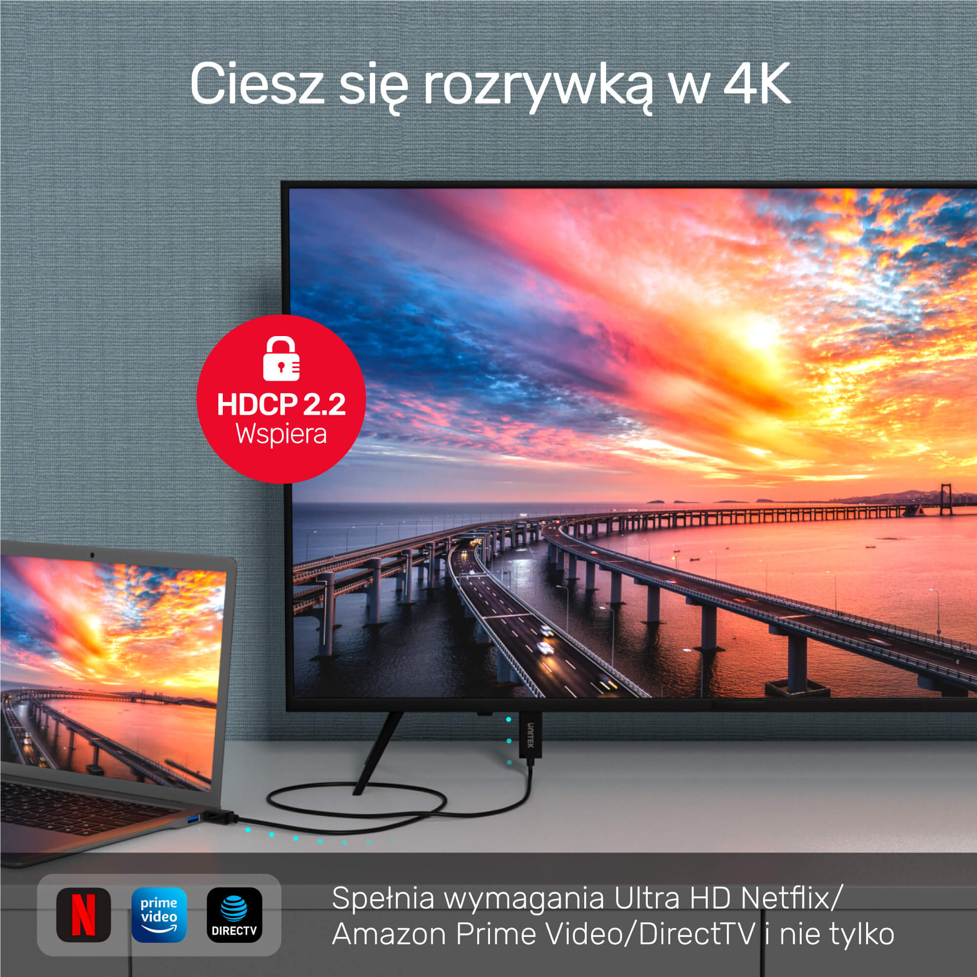 Przewód miniDisplayPort - HDMI 4K 30Hz Unitek 2m (V1152A) Przewód miniDisplayPort - HDMI 4K 30Hz Unitek 2m (V1152A)