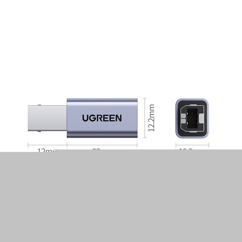 Ugreen adapter przejściówka USB Typ C - USB Typ B (drukarkowy) szary (US382) (20120)