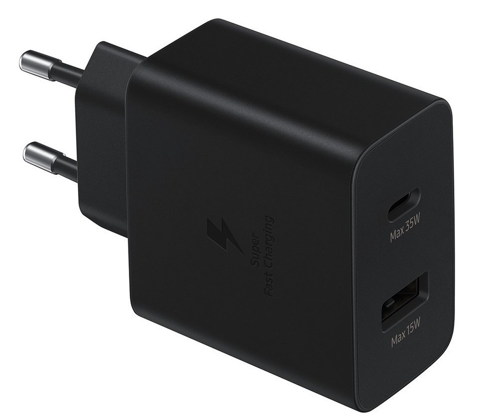 Ładowarka sieciowa Samsung 35W Fast Duo szybka USB / USB Typ C Power Delivery 3.0 Quick Charge 2.0 3A czarny (EP-TA220NBEGEU)